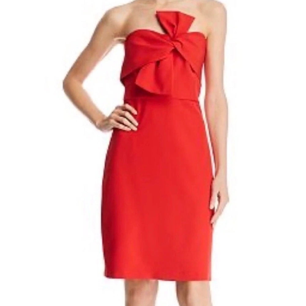 Sam Edelman Red Strapless Bow‎ Cocktail Dress Sz 8 Sheath Evening Party Gown New